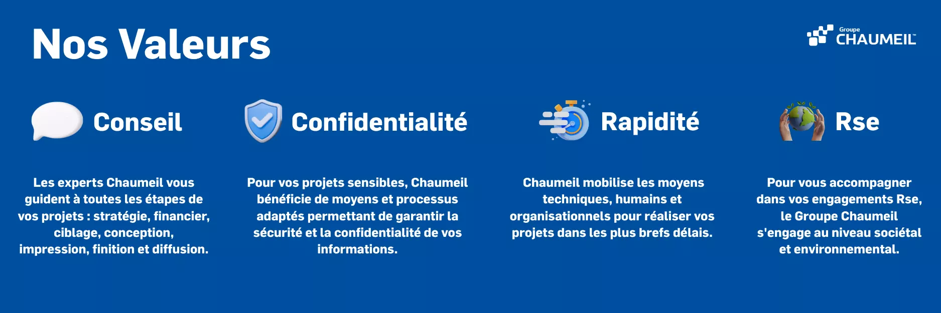 valeurs, conseil, confidentialité, rapidité, rse